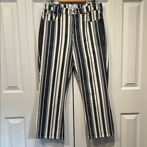 Lucky Brand “Bridgette Mini Boot Cut Navy/White Striped Ankle Length Jeans Sz 29